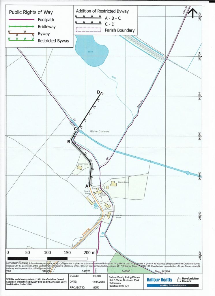 Map of Bishon Common, SSSI Herefordshire