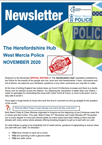 West Mercia Police November 2020 newsletter